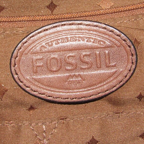 Vintage Fossil Explorer Leather Tote Pewter Foldover Messenger Bag Distressed - Picture 6 of 7